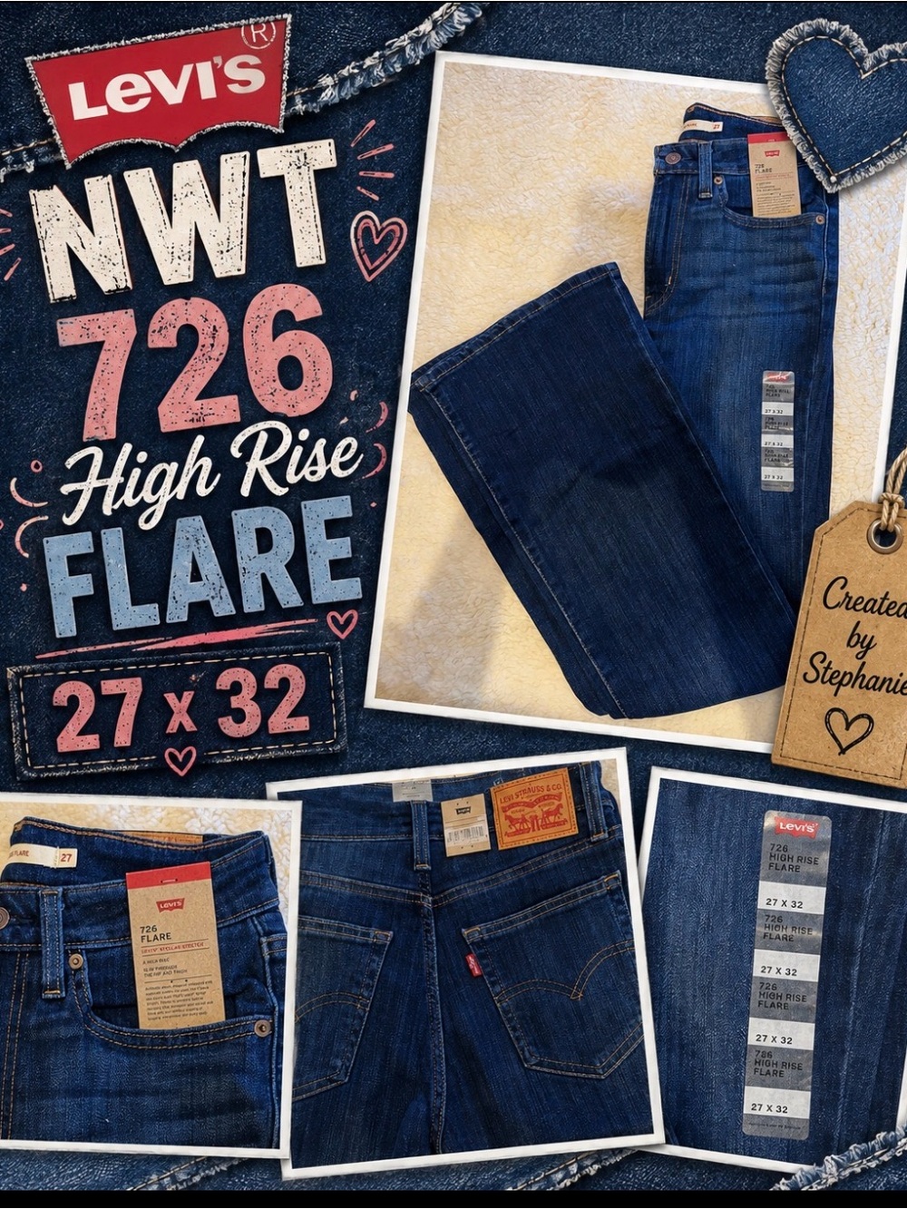 NWT Levi's 726 High Rise Flare Jeans - Dark Blue Wash Woman’s 27x32